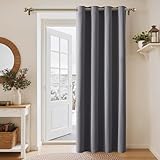 PONY DANCE Cortina Dormitorio Opaca 1 Pieza 140x240 CM, Termicas Aislantes Frio y Calor para Salon Modernas Cortinas Gris Blackout para Puerta con Ojales