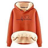 Generisch 2026 - Chaqueta de punto con capucha acolchada de terciopelo para mujer de invierno, naranja, 5XL