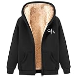 Mujer Invierno C Terciopelo Engrosado Cálido Color Sólido Chaqueta Sorbete con Capucha Sudadera Cremallera Chaqueta, Negro , L