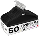 Utopia Home Premium Perchas de Terciopelo Antideslizantes, Duraderas Perchas Negras con Gancho Giratorio de 360 Grados Percha de Gran Resistencia (Negro, Paquete de 50)