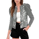 Genérico Chaqueta con Brillos para Mujer Chaqueta Corto de Lentejuelas AñO Nuevo Tops Fiesta Carnaval Cárdigan para Boda Bolero Elegante Abrigo Mujer de Terciopelo Disfraz Brillante