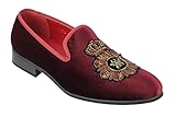 Xposed Los Hombres de Terciopelo de los Holgazanes de la Abeja y de la Corona de la Vendimia de Vestir Bordada con Motivos Zapatos Ponerse babuchas [A2556H-MAROON-43]