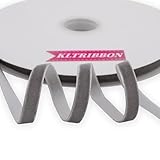 KLTRIBBON - Cinta de terciopelo de nailon de una sola cara, carrete de 3/8 pulgadas x 25 yardas (gris)