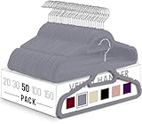 Utopia Home Perchas de Terciopelo - Perchas para Trajes de Terciopelo con Tie Bar - Antideslizantes (Gris, Paquete de 50)