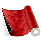 wkao Tela de gamuza autoadhesiva roja, 16.5 x 59 pulgadas, coche, muebles, proyectos de bricolaje