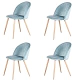 GrandCA HOME Juego de 4 Sillas De Comedor De Terciopelo, Sillas De Cocina con Cojín De Asiento De Terciopelo Suave, Sillas De Comedor Laterales Tapizadas para Sala De Estar, Verde