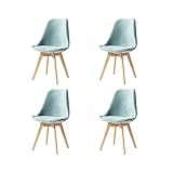 GrandCA HOME Pack de 4 Sillas de Comedor Escandinavas con Cojín de Asiento Desmontable de Terciopelo y Patas de Madera de Haya, para Salón, Comedor, Cocina,Verde