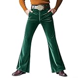 Pantalones acampanados de terciopelo para hombre, pantalones de pierna ancha, casual, invierno, vintage, color sólido, ropa de calle a la moda (XL verde)