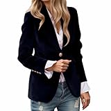 Generisch Blazer de mujer de terciopelo, chaqueta de blazer de una sola pieza, traje de negocios, chaqueta con solapa, saco, chaqueta elegante, cuello vuelto, abrigo de oficina, chaqueta de blazer