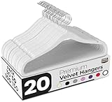 Utopia Home Premium Perchas de Terciopelo Antideslizantes, Duraderas Perchas Negras con Gancho Giratorio de 360 Grados Percha de Gran Resistencia (Blanco, Paquete de 20)