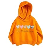 Niños Niñas Camiseta Deportiva Niño Niña Casual Impresión Personalidad Sudadera con Capucha Sudadera con Capucha Sin Bolsillo Adecuado Para Adolescentes, naranja, 8-9 años