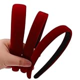 Goiern 3 diademas de terciopelo para mujer, sólidas, sencillas, anchas, medianas y finas, accesorios para el pelo para mujeres y niñas (vino tinto)