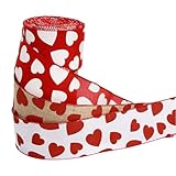 Uonlytech 3 Rollos de Cinta de San Valentín Alambre, Poliéster Resistente y Fácil de Cortar, Adecuado para Decoración y Envoltura en Día de San Valentín