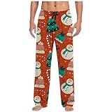 Pantalones de pijama para hombre de Navidad, pantalones de pijama largos de algodón y Navidad, pantalones con cordón, divertidos, pijamas navideños, pantalones suaves de Navidad, pantalones de casa