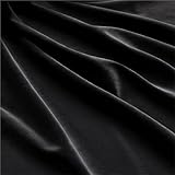 Tela de terciopelo liso mate de 1 m / 2 m de ancho para fundas de sofá, mantel, cortinas, costura, tela de terciopelo suave para coser (negro, 1 m (100 x 140 cm)