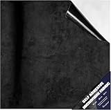 Tela de microfibra autoadhesiva, elástica, terciopelo, elástica, tela autoadhesiva para cabina, asiento de coche (negro, 300 x 100 cm)