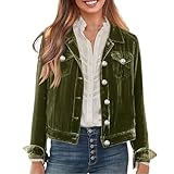 Duohropke Chaqueta cargo de terciopelo para mujer, chaqueta fina de terciopelo, abrigos de traje, chaqueta de manga larga, abrigo vintage, chaqueta de terciopelo, chaqueta de entretiempo, ropa de