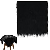 Piel sintética por metros, pelo sintético para manualidades, 60 x 40 cm, color negro, para decoración, piel sintética, venta por metros, para manualidades, tapicería, decoración de suelo, alfombra de