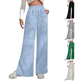 Pantalones de pana para mujer, corte bootcut, cintura alta, pantalones de deporte para mujer, largos, sueltos, pantalones de chándal con goma elástica, pantalones de terciopelo recto, pantalones