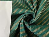 Tela de brocado de seda disponible en 6 colores azul rey/morado/oro mostaza/rojo/verde y dorado, jacquard a rayas de 44 pulgadas de ancho, BRO900 [1,2.3, 4.5,6] verde