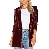 Chaquetas de entretiempo para mujer, blazer moderno de terciopelo para mujer, tallas grandes, chaqueta blazer frontal abierta, cuello de solapa, abrigo de terciopelo monocolor, chaqueta de mujer
