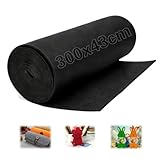 Ezitruz Fieltro por Metros 300×43 cm, Tela de Fieltro Artesanal 3 mm de Grosor Negro Tapete de Poliéster para DIY Base Patchwork Bolsa de Almacenamiento Bordado