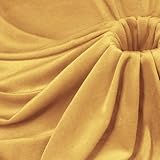 P Pothuiny The Yard - Tela de terciopelo dorado, 1 yarda x 60 pulgadas de ancho, tela de terciopelo elástica suave y de lujo para costura, ropa, tapicería, 90 % poliéster, 10 % elastano
