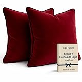 Blau Marité Set de 2 Fundas Cojín Terciopelo 45x45 cm – Cojines Decorativos sofá Cama salón. Funda cojín con Ribete. Relleno no Incluido. (Burdeos)