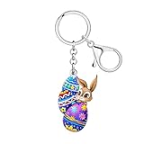 DOWAY Llavero de conejo de huevos de Pascua, bonitos regalos de Pascua para mujeres y niñas, bolsa de conejo acrílico, mochila, bolso, accesorios, dijes, Violeta, M