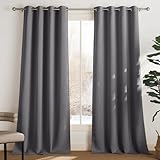 PONY DANCE Cortinas Termicas Aislantes Frio y Calor Cortinas Opacas Salon Dormitorio 2 Piezas 140x240 CM Blackout Curtains Grises con Ojales para Habitacion Comedor