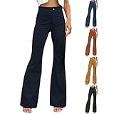 Pantalones de pana con puñetazo para mujer, pantalones térmicos, de algodón, cintura alta, de terciopelo, corte de bota de gran tamaño, con bolsillos, pantalones térmicos, cálidos, elegantes, naranja