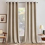 MIULEE Cortinas Terciopelo Beige Salon Modernas 2 Piezas, Lujuriosas Cortinas de Terciopelo Suave Semiopacas con Ojales, Cortina Termicas Aislantes Frio Anti Luz Invierno Ventana Cortina Dormitorio