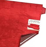 Tela de microfibra autoadhesiva para cabina, aspecto de ante, piel sintética, aspecto de ante, elástico, tela aterciopelada (rojo, 150 x 40 cm)