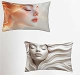 Mujer Funda Cojin 40x70 Juego de 6, Abstracto Rectangular Funda Almohada 40x70cm con Cremallera Oculta, Suave Terciopelo Fundas Cojines, Fundas de Cojines para Sofá Cama Silla o Jardín Regalo C-5738