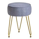 IBUYKE Teddy Terciopelo Taburete Circular otomano, Mesa Lateral del Taburete de Maquillaje, Asiento de la cómoda de Terciopelo, Taburete del sofá en Bolsa, Azul grisáceo WBD009BU