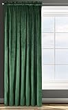 Eurofirany Rosa Cortina Opaca Terciopelo con Cinta de Cortina - 1 Unidad, Panel, Suave, Drapeado, Clásico, Elegante, Salón, Dormitorio, 200 g/m², 140x270 cm, Verde Oscuro