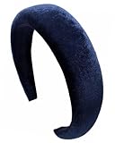 YOCDNOV Paquete de 1 diademas acolchadas de terciopelo de estilo retro - diadema rosa clásica, diadema ancha para mujer, accesorios para el cabello de 3 cm (azul real)