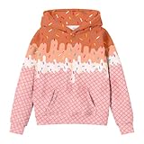 Generisch Sudaderas con capucha para adolescentes, sudaderas con capucha de moda, camisetas de manga larga de gran tamaño, ropa degradada para niñas, naranja, 5-6 años
