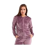 nolihoo Traje de casa para mujer, chándal deportivo, chándal para el tiempo libre, juego de terciopelo, suave, suave, con cremallera, 2 piezas, para interior y exterior, morado, S