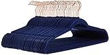 Amazon Basics perchas para ropa, antideslizantes, delgadas, con acabado de terciopelo, Paquete de 50, color azul marino/dorado rosa