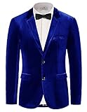 PaulJones Chaqueta de terciopelo para hombre, traje de fiesta de boda, Navidad, 2 botones, esmoquin para hombre, azul cobalto, XL