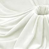 P Pothuiny The Yard - Tela de terciopelo blanco marfil por yarda, 2 yardas x 60 pulgadas de ancho, tela de terciopelo elástica y suave para costura, ropa, tapicería, 90 % poliéster, 10 % elastano