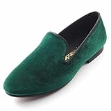 Harpelunde Mocasines de terciopelo para hombre, sin cordones, zapatos de boda, Green, 46 EU