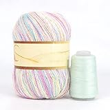 XLANDALYUEFA Hilo de Lana Terciopelo visón Suave teñido arcoíris for Tejer a Mano, Hilos Ganchillo Pelo Largo y Afelpado for a en Invierno(D07)