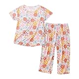 Conjunto De Pijama De Algodón Transpirable, Top Veraniego Corto, Pantalones Capri Casual, Ropa De Descanso Plus Size para Mujeres Adultas