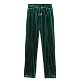 VFIVE UNFOUR Harajuku - Pantalones cortos deportivos de terciopelo para hombre verde M