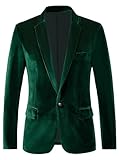 RONGKAI Chaqueta de Terciopelo para Hombre, Ajuste Delgado, para Boda, graduación, Cena, Fiesta, Verde, M