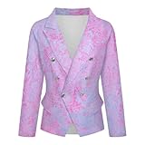 ENEN Patrón de Mármol Blazer Mujer Elegante Chaquetas de Negocios con Cuello de Solapa, S-7XL Chaqueta Dressy Manga Larga Blazer con Frente Abierto para Trabajo, Oficina (Azul púrpura,7XL)