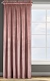 Eurofirany Rosa Cortina Opaca Terciopelo con Cinta de Cortina - 1 Unidad, Panel, Suave, Drapeado, Clásico, Elegante, Salón, Dormitorio, 200 g/m², 140x270 cm, Rosa Oscuro