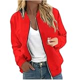 2026 Chaqueta de entretiempo para mujer, chaqueta de béisbol ligera e informal para mujer, manga larga, con cremallera, abrigo de ropa exterior con bolsillos, elegante, cómodo, para uso diario